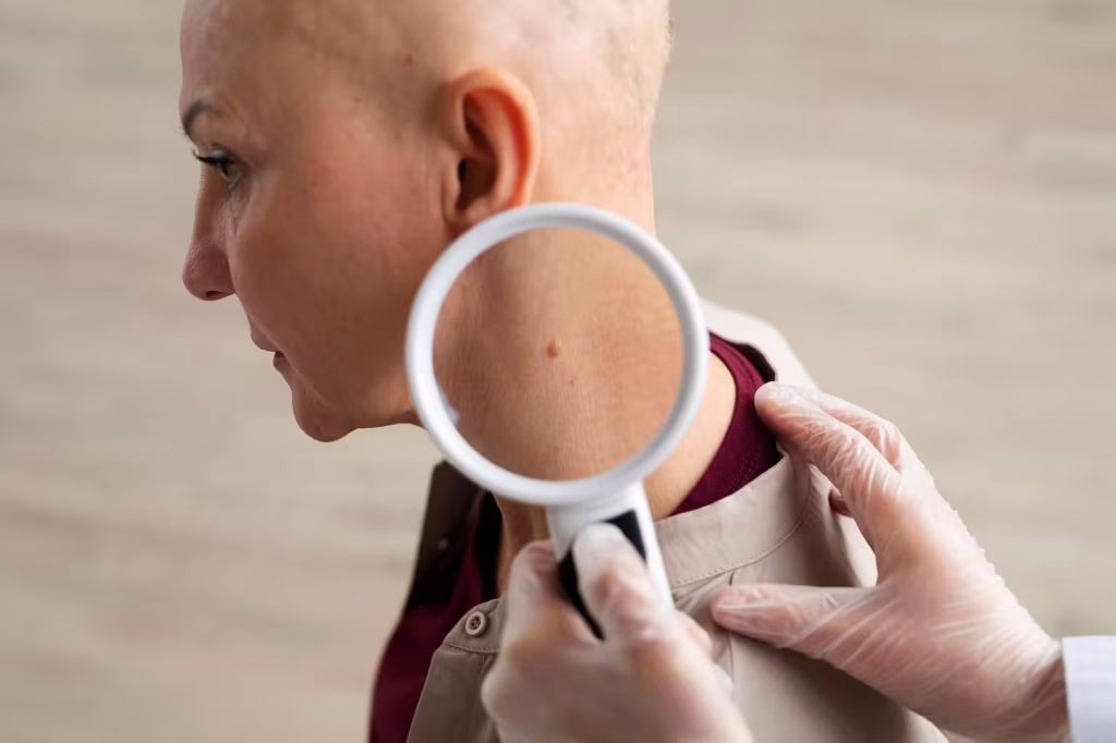 Dermatólogo realizando un perfil clínico y demográfico del melanoma